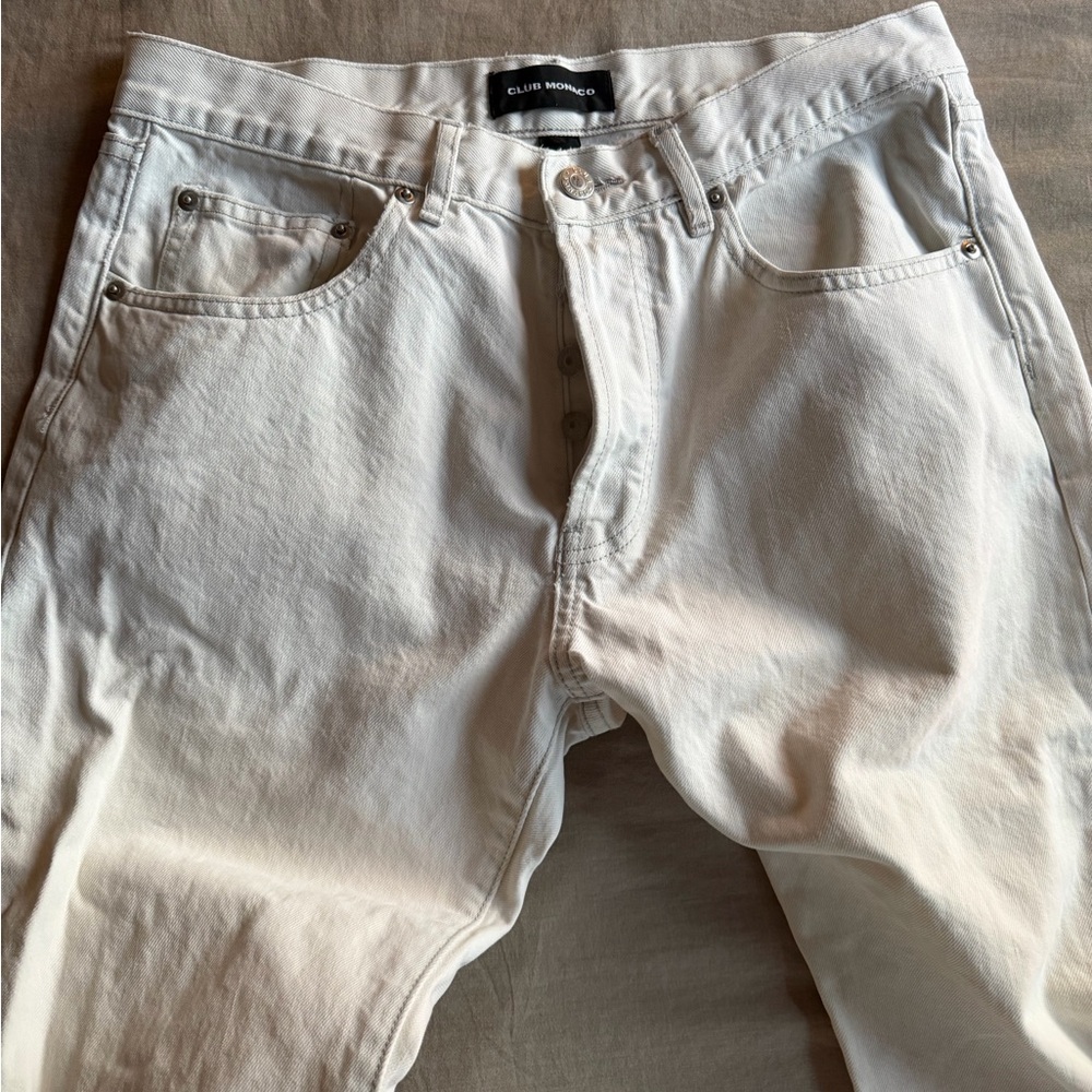 Club Monaco Men's Light Beige Cotton Chinos